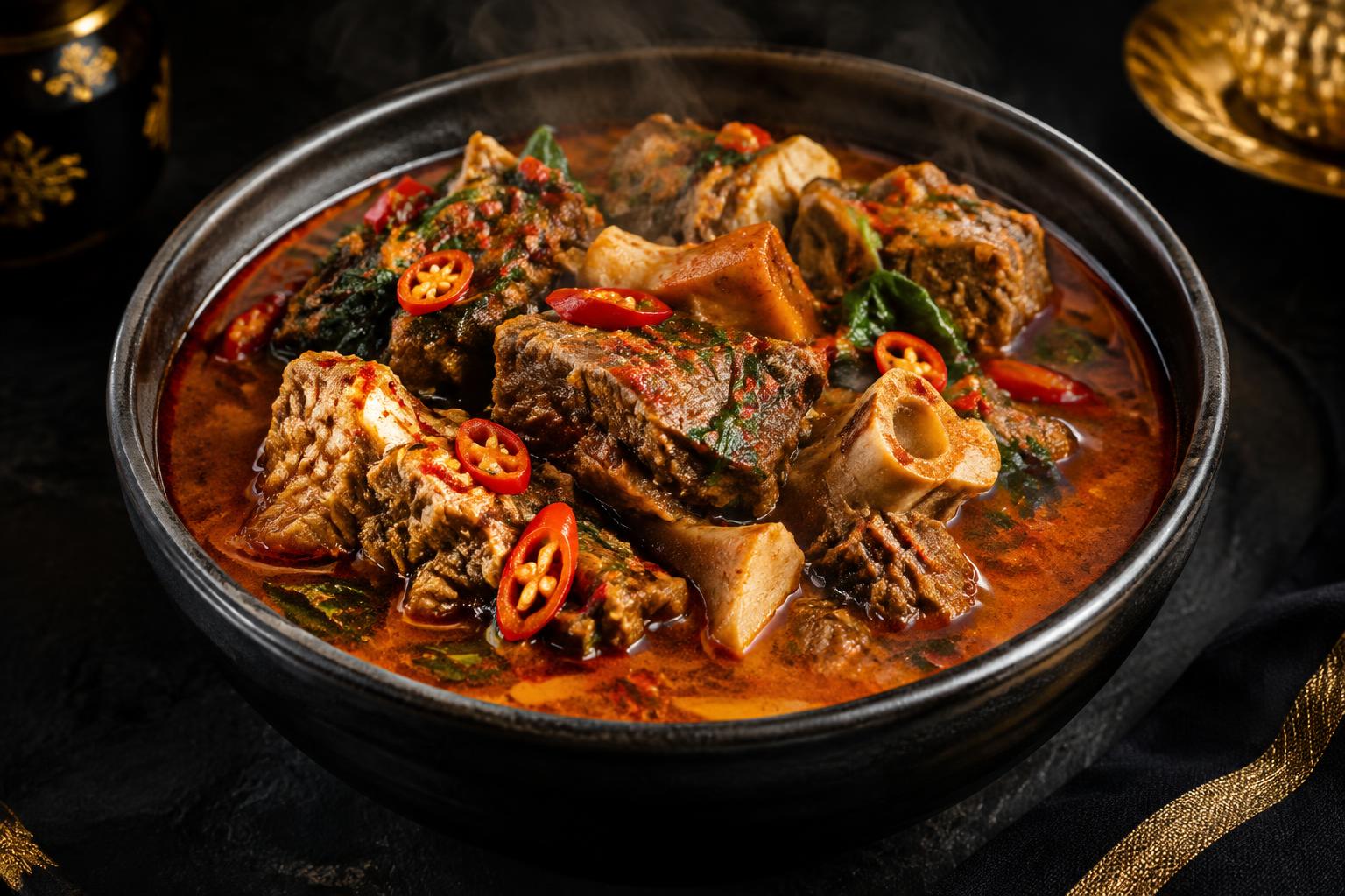 Goat Pepper Soup with Spicy Broth